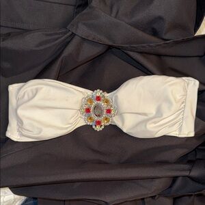 Victoria’s Secret  White Strapless Bikini Top with Jewel Accent